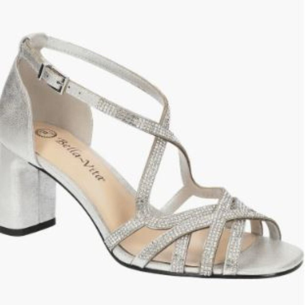 Bella Vita Women's Aliette Sparkle Slingback Sandal Silver Metallic Size 10M NWB